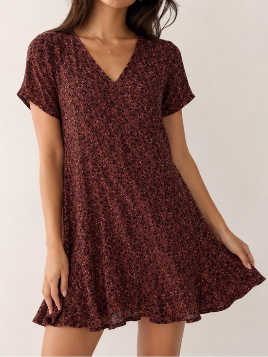 Urban Outfitters Dresses & Skirts - Urban Outfitters Staring at Stars A-Line V-Neck Mini Dress in Burgundy Floral